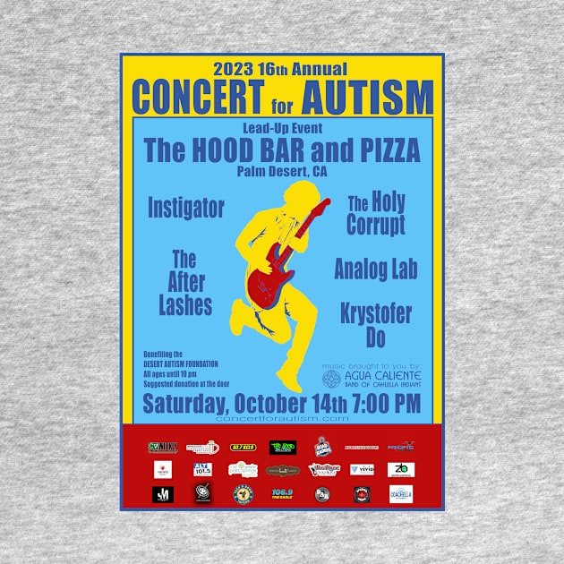 16th Annual Concert for Autism Lead-Up Event at the Hood flyer tshirit by ConcertforAutism